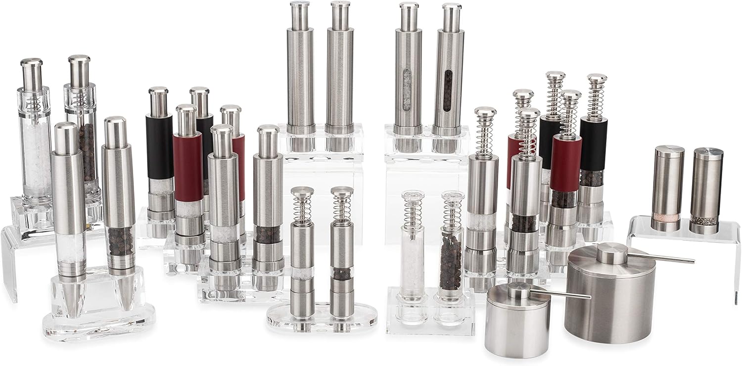 Salt and Pepper Grinder Set, Refillable, Manually Operated Pump & Grind, Thumb Press Peppermill, and Salt Grinder.5