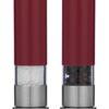 Salt and Pepper Grinder Set of 2 with Modern Thumb Push Button Red Grinder, Premium Stainless Steel, for Black Pepper, Sea Salt and Himalayan Salt, With Stand, Peppermill are Refillable