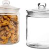 Set of 2 Glass Jar with Lid (2 Liter) | Airtight Glass Storage Cookie Jar for Flour, Pasta, Candy, Dog Treats, Snacks & More | Glass Organization Canisters for Kitchen & Pantry | 68 Ounces