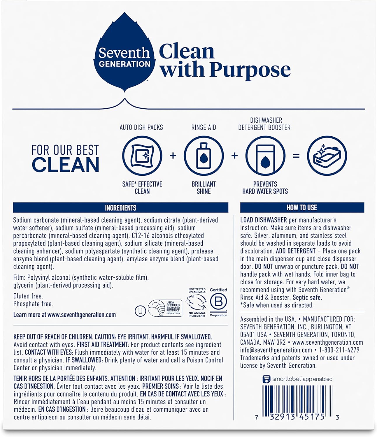 Seventh Generation Dishwasher Detergent Packs Free & Clear Pack of 5 for sparkling dishes Dishwasher tabs 45 count1