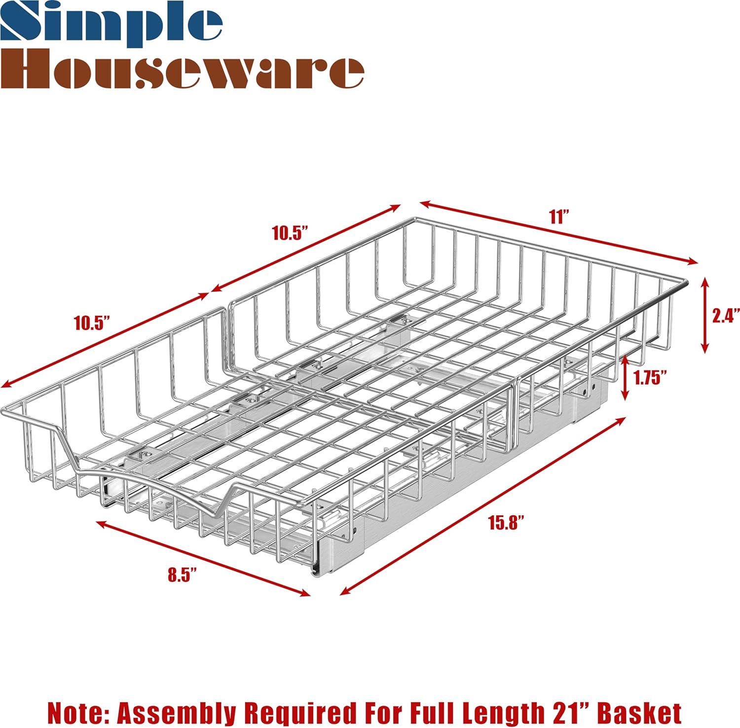 Simple Houseware Cabinet Pull Out Sliding Shelf Drawer Organizer (11 x 21)1