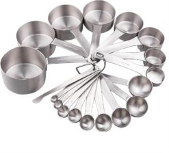 Smithcraft Measuring Cups and Measuring Spoons Set, Stainless Steel Measuring Cups and Spoons, 18/8 Steel Heavy Duty 8 Measuring cups, 9 Measuring Spoons, Baking Measure Cups Spoons