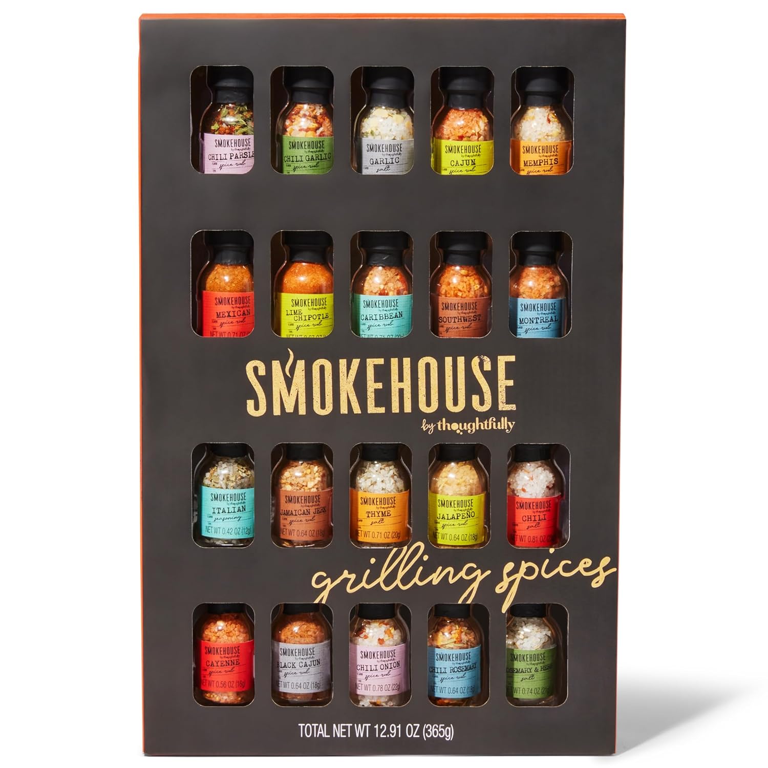 Smokehouse by Thoughtfully Ultimate Grilling Spice Set, Grill Seasoning Gift Set Flavors Include Chili Garlic, Rosemary and Herb, Lime Chipotle, Cajun Seasoning and More, Pack of 20 Smokehouse by Thoughtfully Ultimate Grilling Spice Set, Grill Seasoning Gift Set Flavors Include Chili Garlic, Rosemary and Herb, Lime Chipotle, Cajun Seasoning and More, Pack of 20