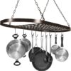 Sorbus Pot and Pan Rack for Ceiling 31" with 10 S Hooks — Decorative Oval Mounted Storage Rack — Multi-Purpose Organizer Great for Home, Restaurant, Kitchen Cookware, Utensils, Books, (Bronze)