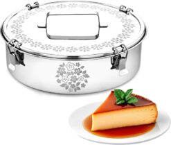Stainless Steel Extra Large Flanera (Laser Design), 11.25 x 11.25 x 4.25 Inches Flan Pan, Capacity 125 fl. oz, Molde Para Flan