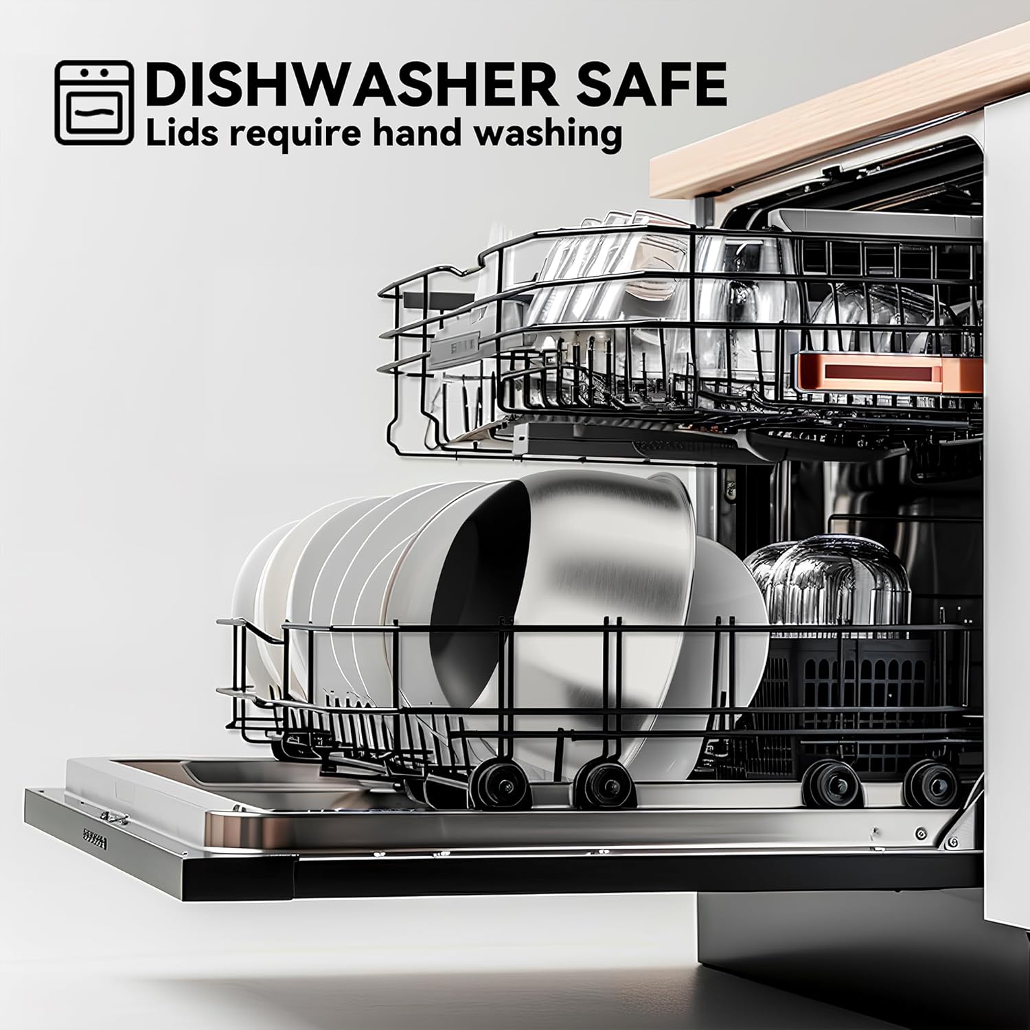 Stainless Steel Mixing Bowls with Airtight Lids Set of 5, Nesting Mixing Bowls for Kitchen, Black, Dishwasher Safe, Non-Slip, Multi-Purpose for Cooking, Baking, Prepping & Food Storage8