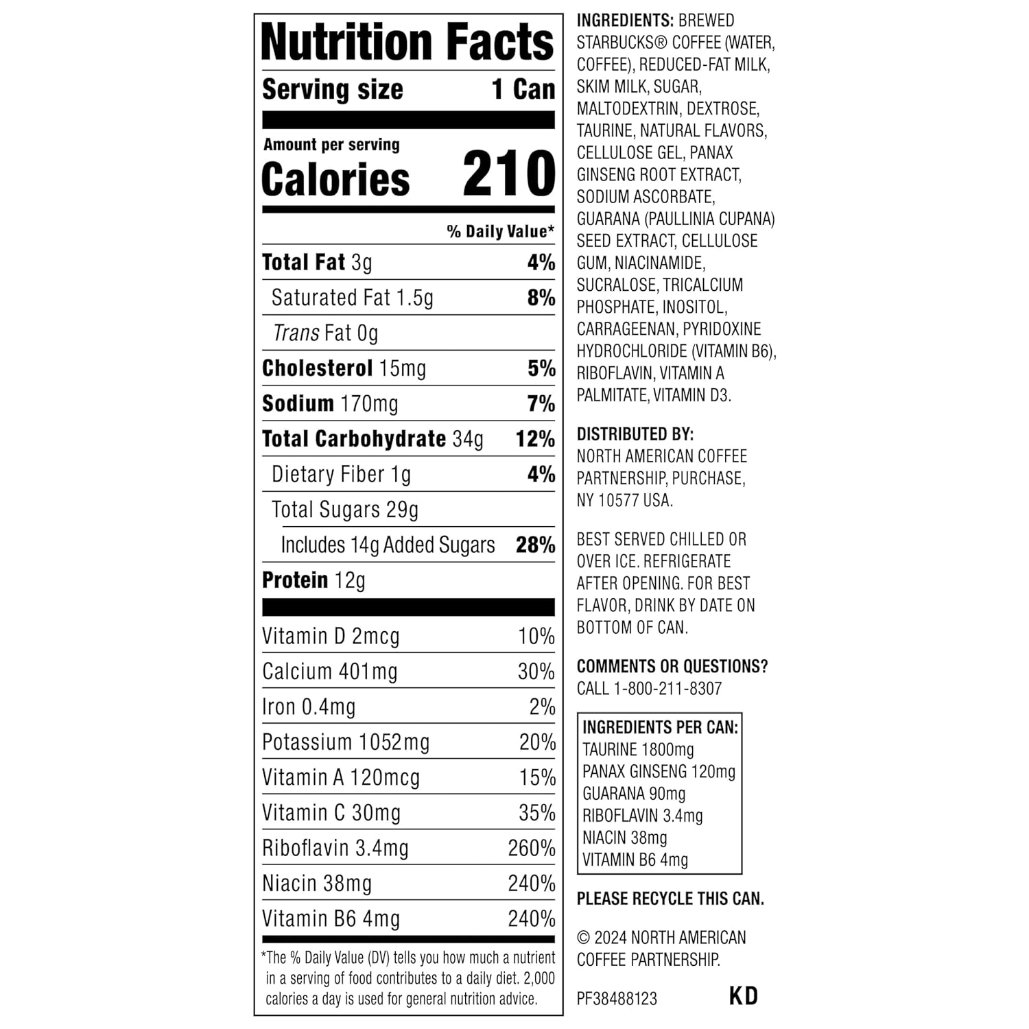 Starbucks Doubleshot Energy Drink Coffee Beverage, White Chocolate, Iced Coffee, 15 fl oz Cans (12 Pack) (Packaging May Vary)9