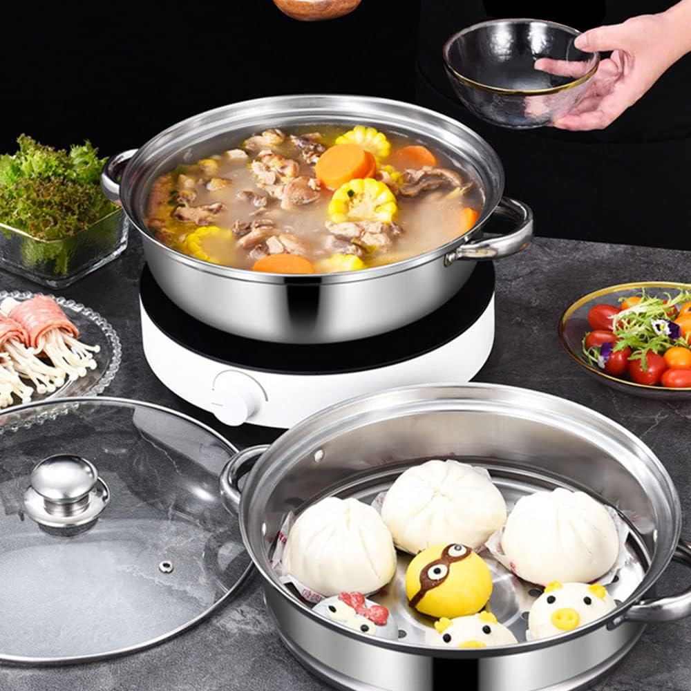 Steamer Pot for Cooking 11.9 inch Steamer Pot Upgrade Capacity, 2-tier Multipurpose 18 8 Stainless Steel Steam Pot Cookware with Lid for Vegetable, Dumpling, Stock, Sauce, Food3