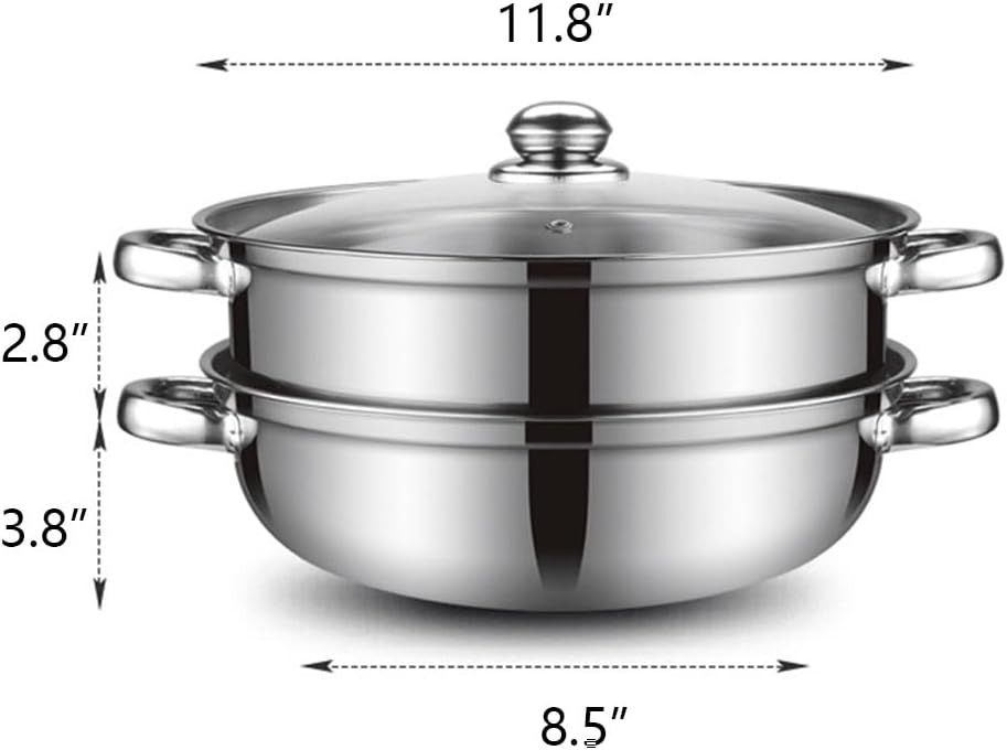 Steamer Pot for Cooking 11.9 inch Steamer Pot Upgrade Capacity, 2-tier Multipurpose 18 8 Stainless Steel Steam Pot Cookware with Lid for Vegetable, Dumpling, Stock, Sauce, Food8