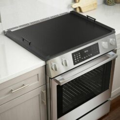 Stove Top Covers for Electric Stove - Acacia Wood Noodle Board for Gas Stovetop - Stove Top Covers for Gas Burners - Wooden Kitchen Sink Cover for Counter Space & Decorative Tray (Black)