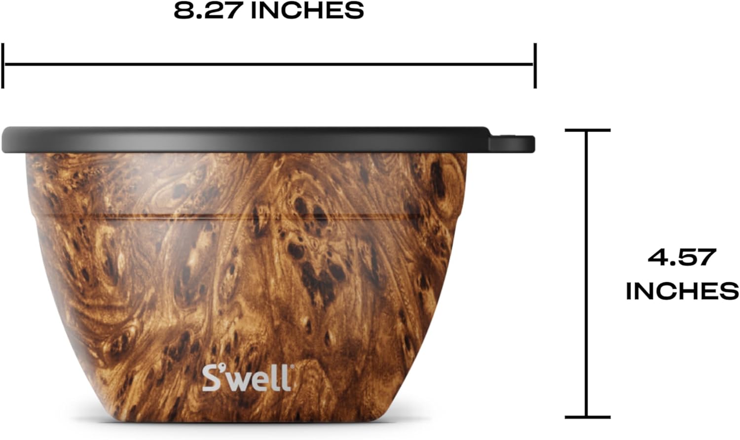 S'well Stainless Steel Salad Bowl Kit - 64oz, Teakwood - Comes with 2oz Condiment Container and Removable Tray for Organization - Leak-Proof, Easy to Clean, Dishwasher Safe4