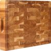 Teak Wooden Cutting Board (17x13x1.5in) End Grain Cutting Board, Butcher Block, Chopping Board - Reversible Multipurpose For Kitchen with Juice Groove & Inner Handles with Gift Box Included
