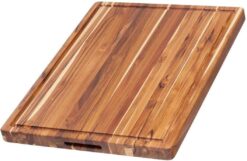 Teakhaus Carving Board - Large (L) Wood Cutting Board with Juice Groove and Grip Handles - Reversible Teak Edge Grain Wood - Knife Friendly - FSC Certified