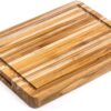Teakhaus Carving Board - Medium (M) Wood Cutting Board with Juice Groove and Grip Handles - Reversible Teak Edge Grain Wood - Knife Friendly - FSC Certified