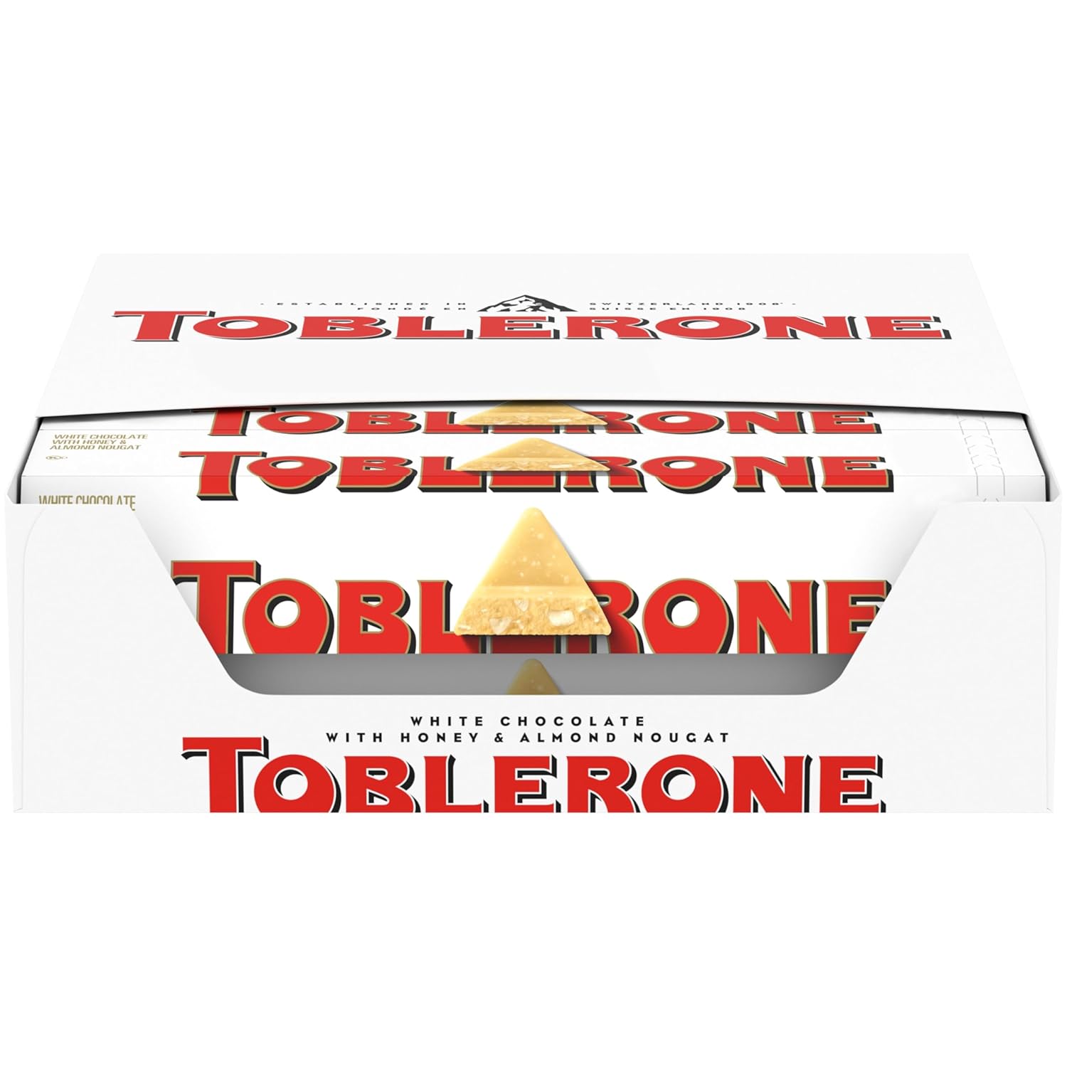 Toblerone Swiss White Chocolate Bars with Honey & Almond Nougat, 20 - 3.52 oz Bars Toblerone Swiss White Chocolate Bars with Honey & Almond Nougat, 20 - 3.52 oz Bars