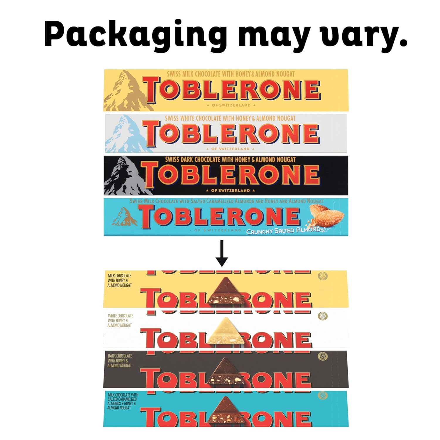 Toblerone Swiss White Chocolate Bars with Honey & Almond Nougat, 20 - 3.52 oz Bars1