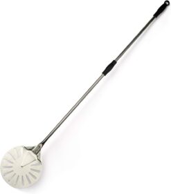 Turning Pizza Peel for Brick Oven,9" Stainless Steel Small Round Perforated Pizza Paddle with 47" Long Handle…
