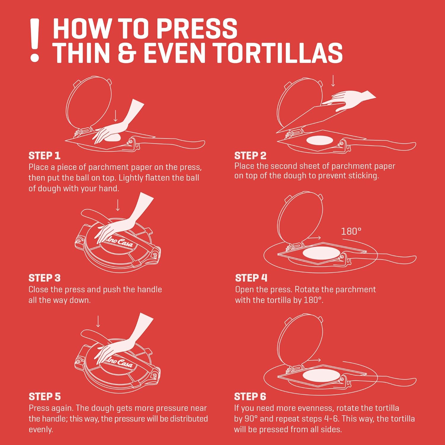 Uno Casa Tortilla Press 12 Inch Cast Iron - Heavy Duty 12 Inch Tortilla Press. Large Tortilla Press with 50 Parchment Papers - Tortilleras Mexicanas Para Hacer Tortillas6