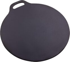Victoria 12-Inch Cast Iron Tawa Dosa Pan, Pizza Pan with a Loop Handle, Crepe Pan Preseasoned with Flaxseed Oil, Made in Colombia