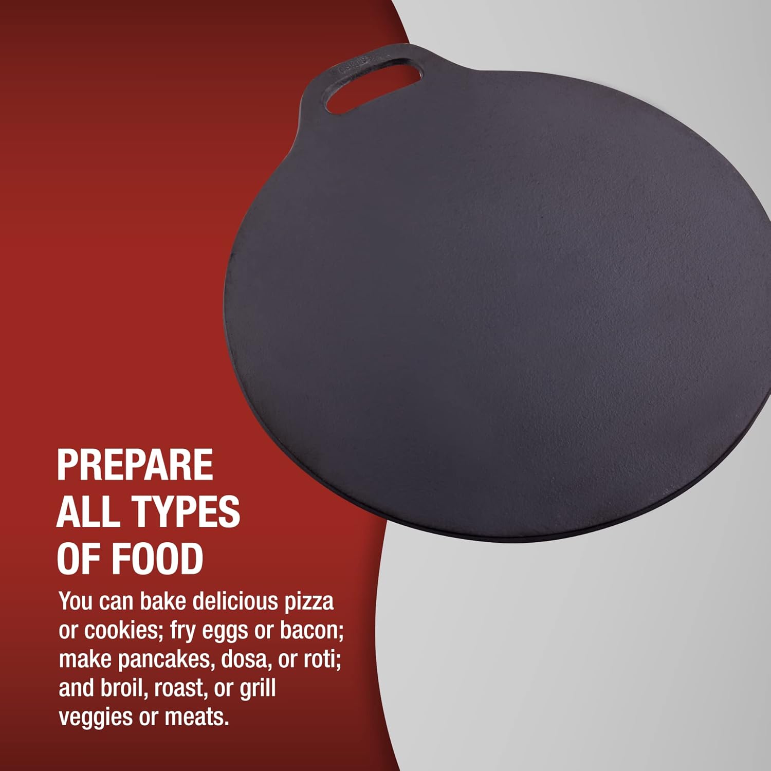 Victoria 15-Inch Cast Iron Tawa Dosa Pan, Pizza Pan with a Loop Handle, Crepe Pan Preseasoned with Flaxseed Oil, Made in Colombia2