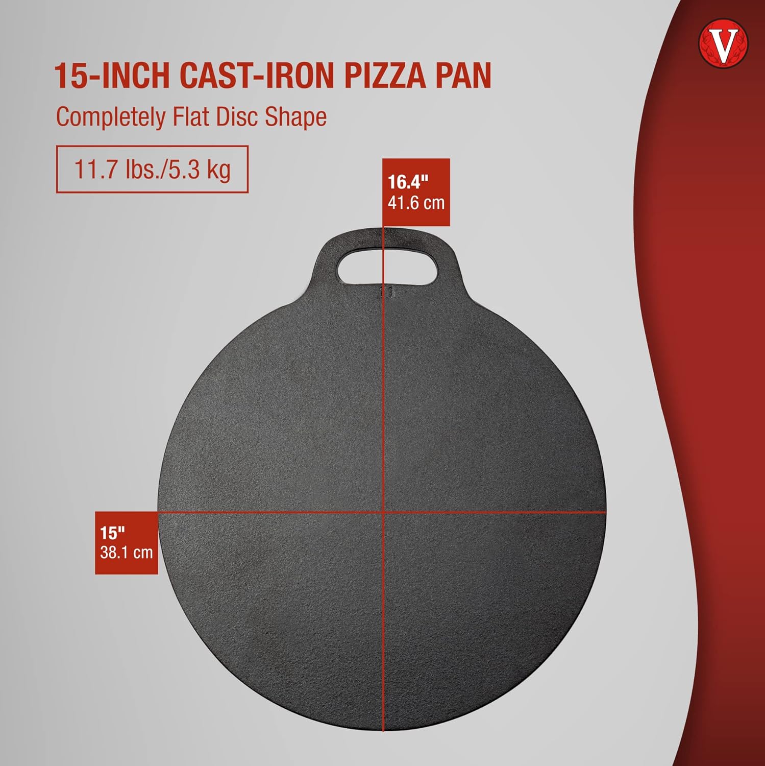 Victoria 15-Inch Cast Iron Tawa Dosa Pan, Pizza Pan with a Loop Handle, Crepe Pan Preseasoned with Flaxseed Oil, Made in Colombia7