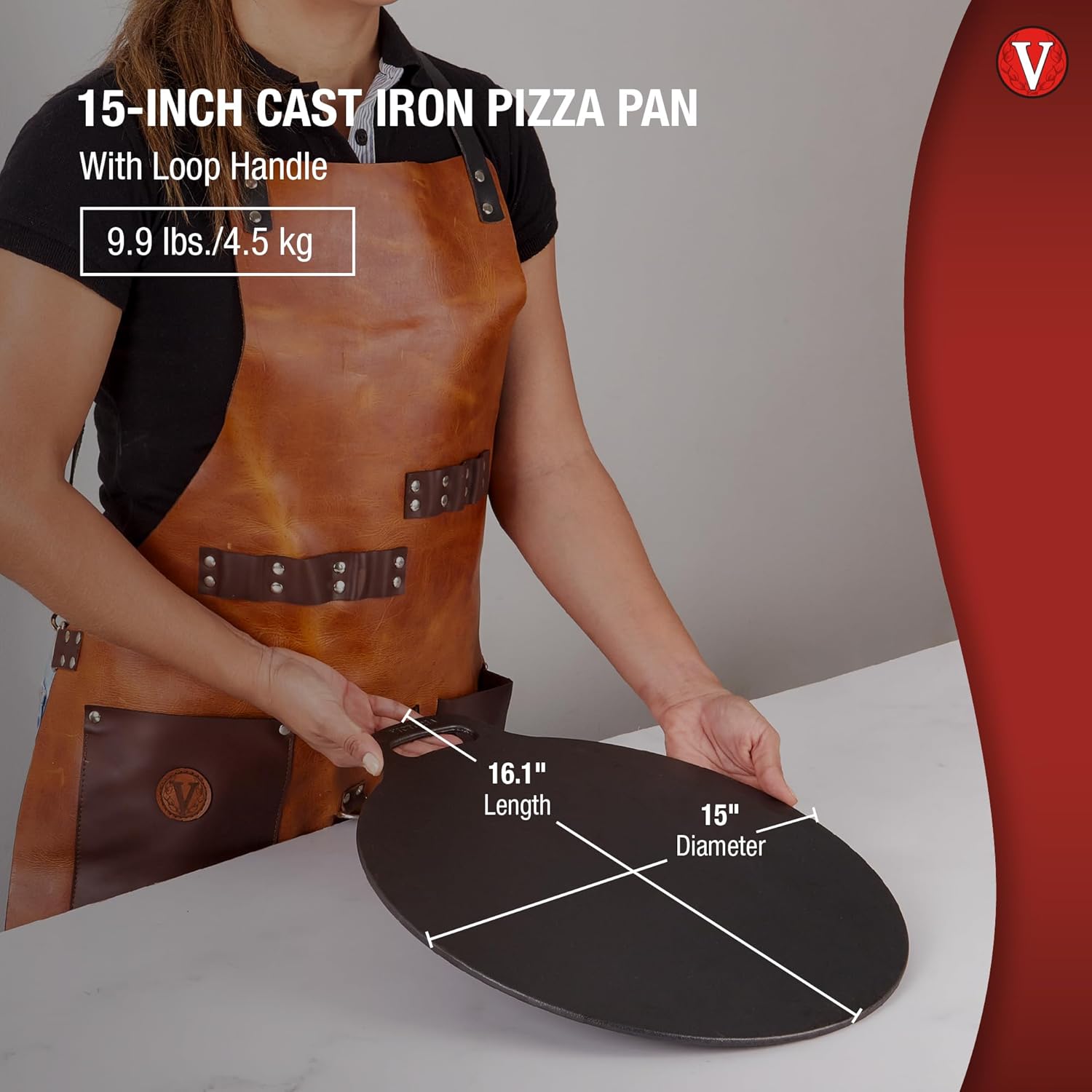 Victoria 15-Inch Cast Iron Tawa Dosa Pan, Pizza Pan with a Loop Handle, Crepe Pan Preseasoned with Flaxseed Oil, Made in Colombia9