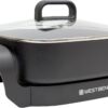 West Bend Electric Skillet, Family-Sized 3-Inch Deep with Diamond Shield Scratch-Resistant Non-Stick Finish, 12-Inch, Black
