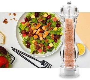 salt and pepper grinder mill set refillable large,the best transparent acrylic grinders for whole peppercorn and himalayan salt0