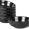 vicrays Ceramic Pasta Bowls Set, 32 Ounce Soup Bowls, Large Salad Bowls, Chip Resistant, Dishwasher Microwave Safe, Fluted stoneware Bowls for Kitchen, Serving Bowls - Set of 6 Black