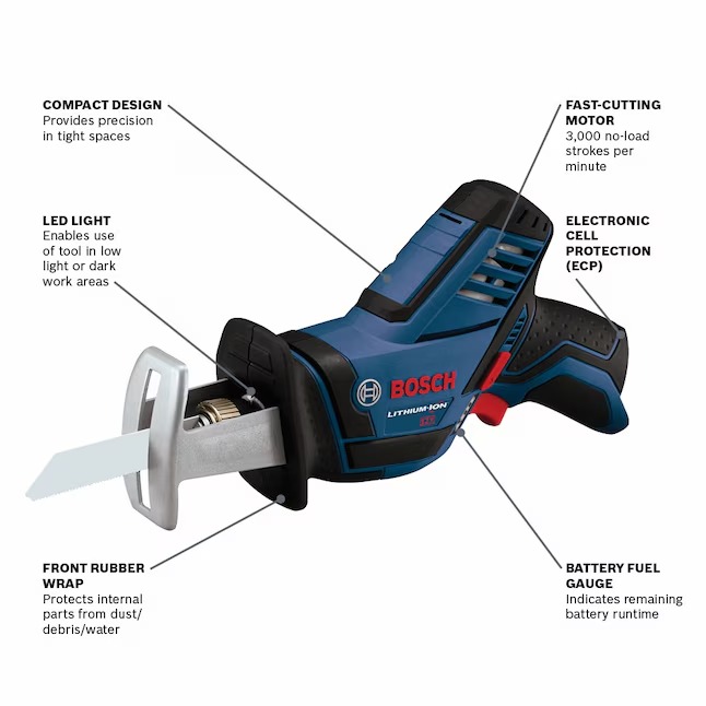 Bosch 12-volt Variable Cordless Reciprocating Saw (Battery and Charger Not Included)1_11zon