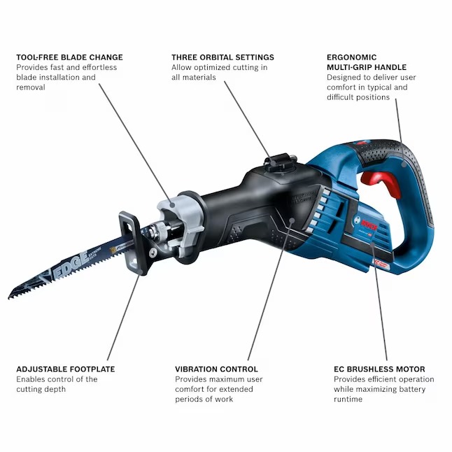 Bosch 18-volt 4-Amp Variable Brushless Cordless Reciprocating Saw (Battery and Charger Not Included)1_11zon