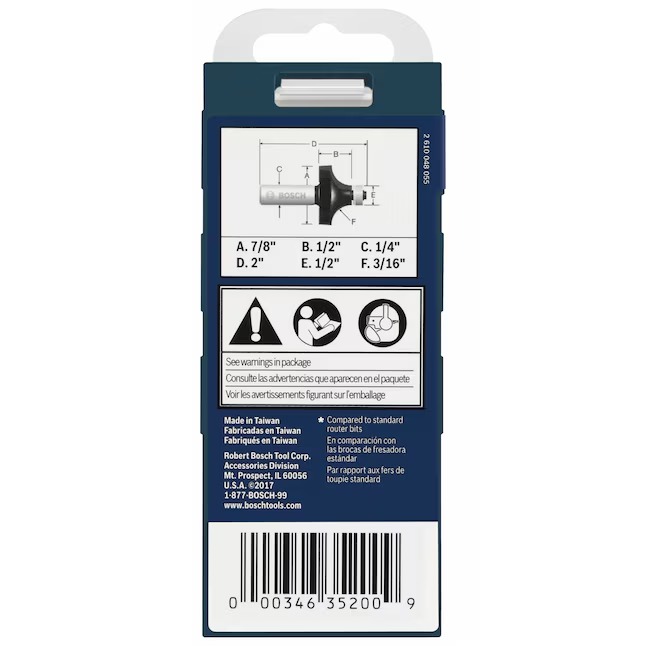 Bosch 85293MC 3 16-in Carbide-Tipped Roundover Router Bit1_11zon