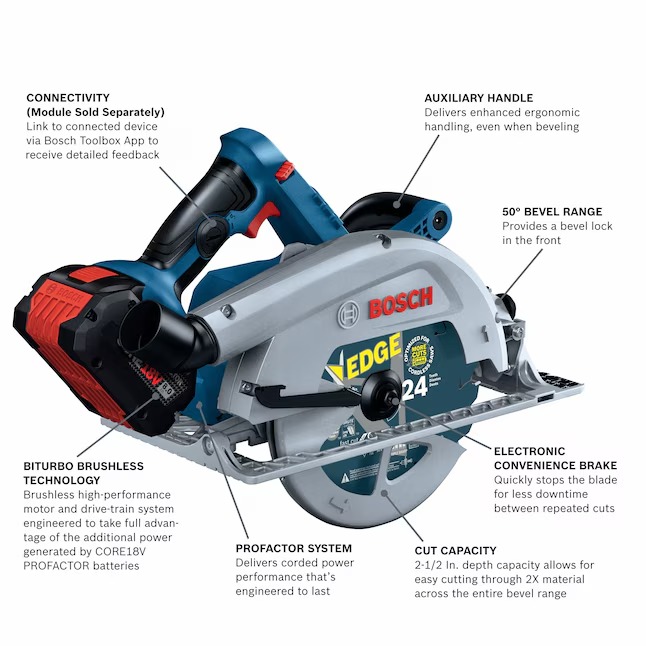 Bosch GKS18V-25CB14 Profactor 18-volt 8-Amp 7-1 4-in Cordless Circular Saw Kit (Battery & Charger Included)5_11zon