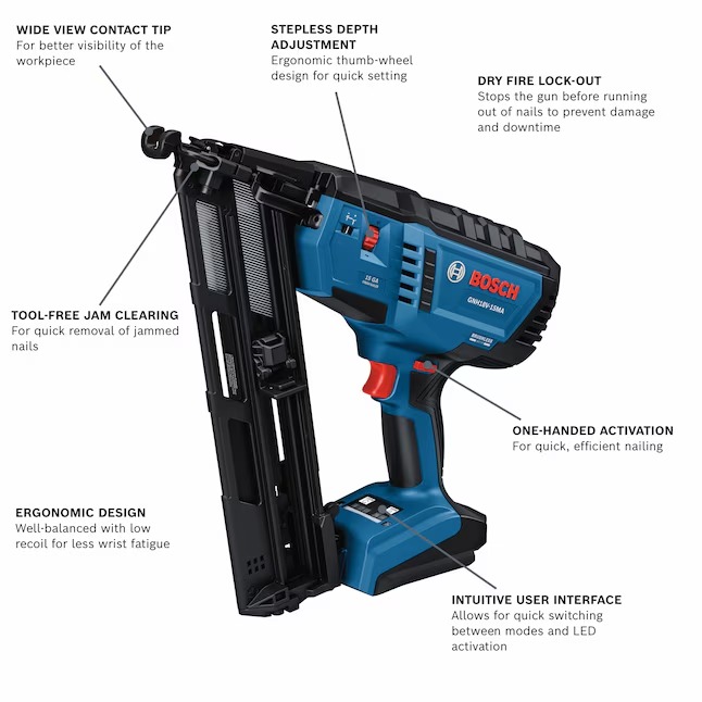 Bosch GNH18V-15MAN 18V Brushless 2-1 2-in 15-Gauge Cordless Finish Nailer2_11zon