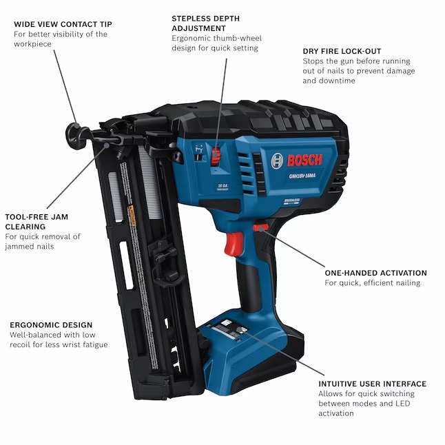 Bosch GNH18V-16MAN 18V Brushless 2-1 2-in 16-Gauge Cordless Finish Nailer2_11zon