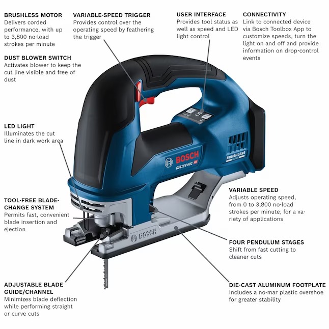 Bosch GST18V-60CN 18-volt Brushless Variable Keyed Cordless Jigsaw (Battery and Charger Not Included)1_11zon