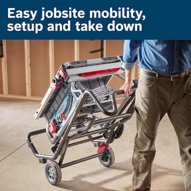 Bosch GTS15-10 10-in 15-Amp 12-Volt Corded Portable Jobsite Table Saw with Foldable Rolling Stand9_11zon
