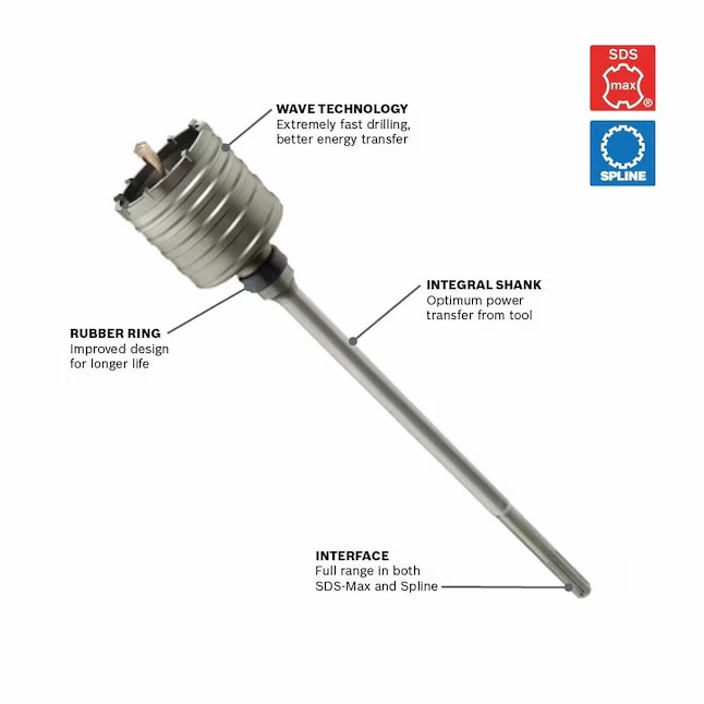 Bosch HC8510 2-in x 12-in Alloy Steel Masonry Drill Bit for Rotary Drill`_11zon