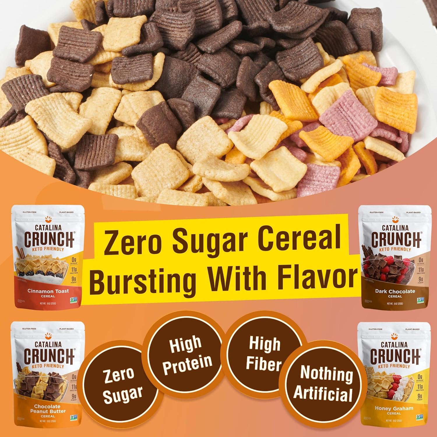 Catalina Crunch Protein Cereal Variety Pack (4 Flavors) Low Carb, Zero Sugar, Gluten Free, Fiber Vegan Snacks Food Keto Friendly7
