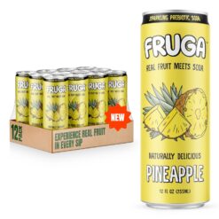 FRUGA Pineapple Prebiotic Sparkling Fruit Soda, Healthy Soda Drink with Real Tropical Juice, Low Calorie, High Vitamin C - 12oz (Pack) | Gut Health & Super Soda Refreshment, Subscribe and Save