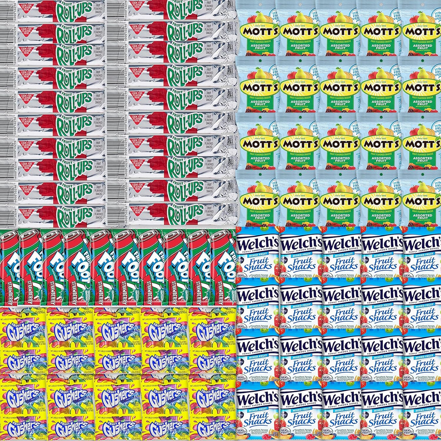 Fruit Snacks Variety Pack (80 Count) - Includes Motts Medleys Fruit Snacks, Welches Mixed Fruit Snacks, Gushers, Fruit by the Foot and Fruit Roll-Ups by Stuff Your Sack Fruit Snacks Variety Pack (80 Count) - Includes Motts Medleys Fruit Snacks, Welches Mixed Fruit Snacks, Gushers, Fruit by the Foot and Fruit Roll-Ups by Stuff Your Sack