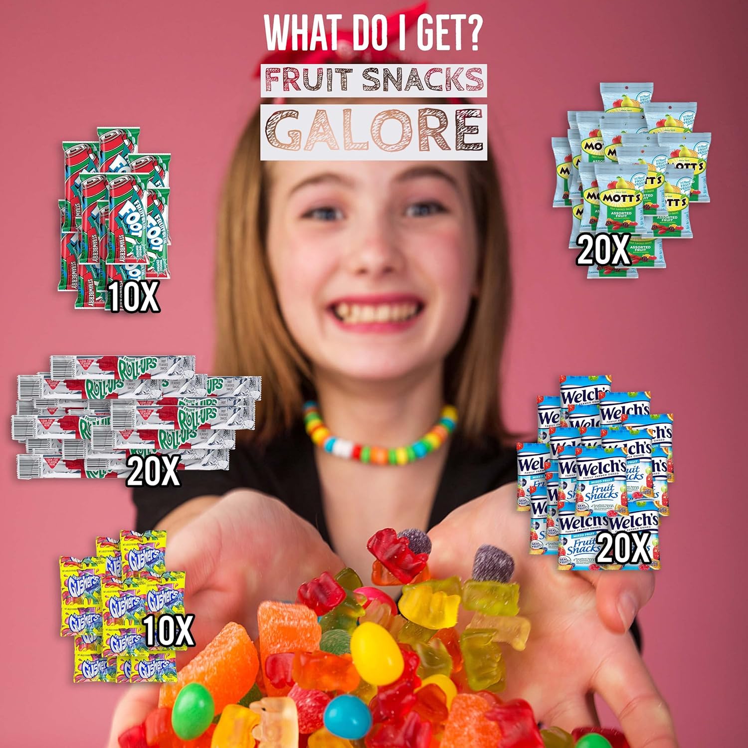 Fruit Snacks Variety Pack (80 Count) - Includes Motts Medleys Fruit Snacks, Welches Mixed Fruit Snacks, Gushers, Fruit by the Foot and Fruit Roll-Ups by Stuff Your Sack1