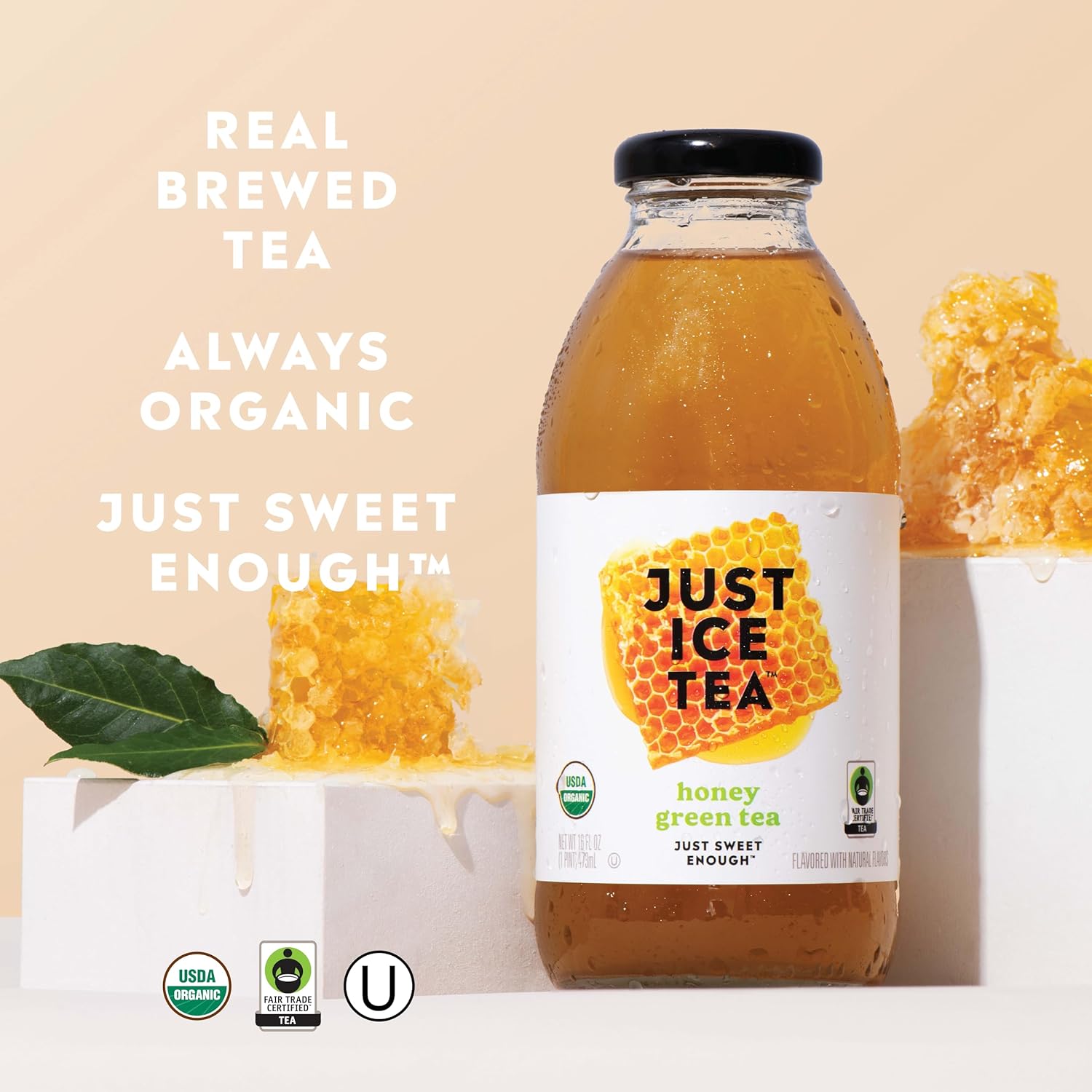 Just Ice Tea Organic Iced Tea, 16 Fl Oz Glass Bottles (Honey Green Tea, Pack of 12)4