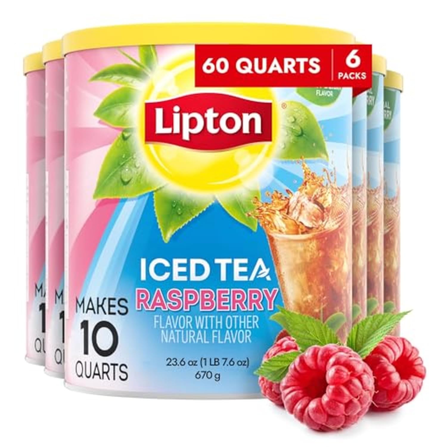 Lipton Iced Tea Mix, Raspberry Sweetened Iced Tea, Makes 10 Quarts (Pack of 6) Lipton Iced Tea Mix, Raspberry Sweetened Iced Tea, Makes 10 Quarts (Pack of 6)