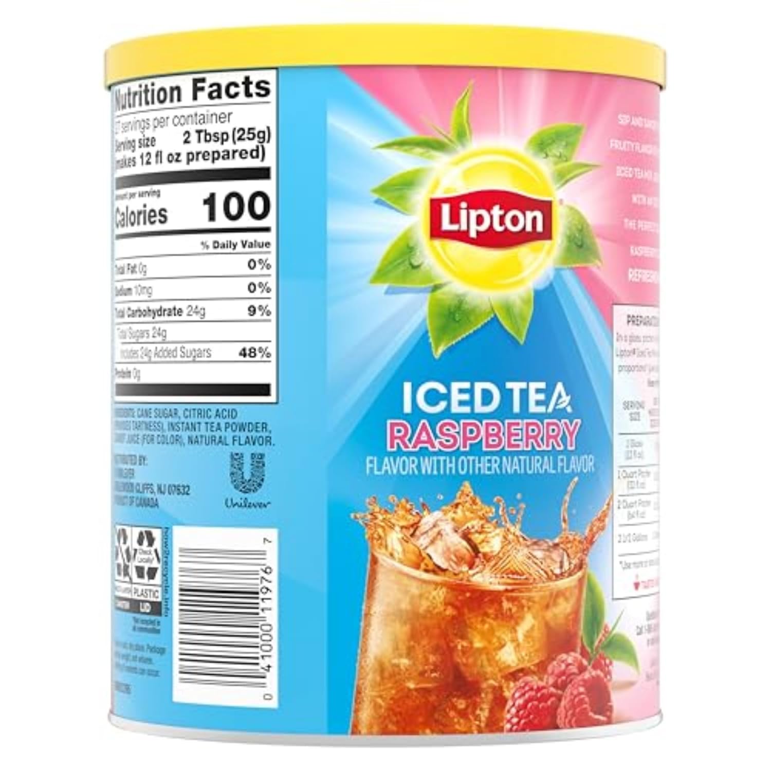 Lipton Iced Tea Mix, Raspberry Sweetened Iced Tea, Makes 10 Quarts (Pack of 6)5