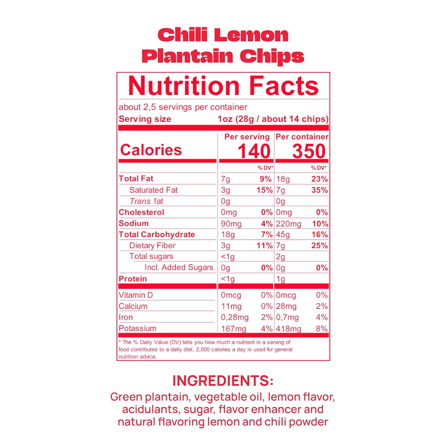 Lulu Plantain Chip Chili Lemon Healthy Snack Plantains Chips Whole 30 Snacks 2.5 OZ Gluten Free Chips All Natural NON-GMO Kosher-