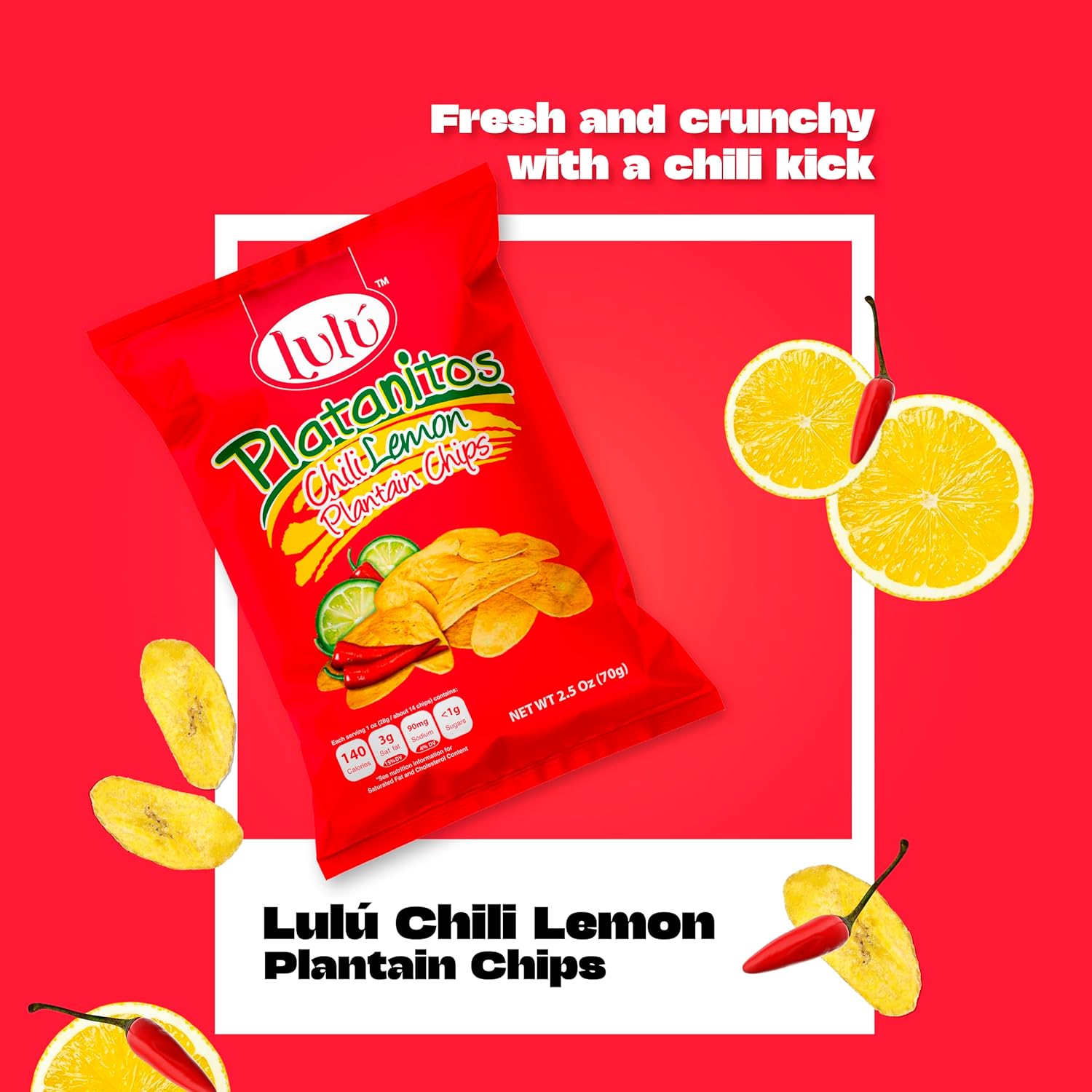 Lulu Plantain Chip Chili Lemon Healthy Snack Plantains Chips Whole 30 Snacks 2.5 OZ Gluten Free Chips All Natural NON-GMO Kosher1