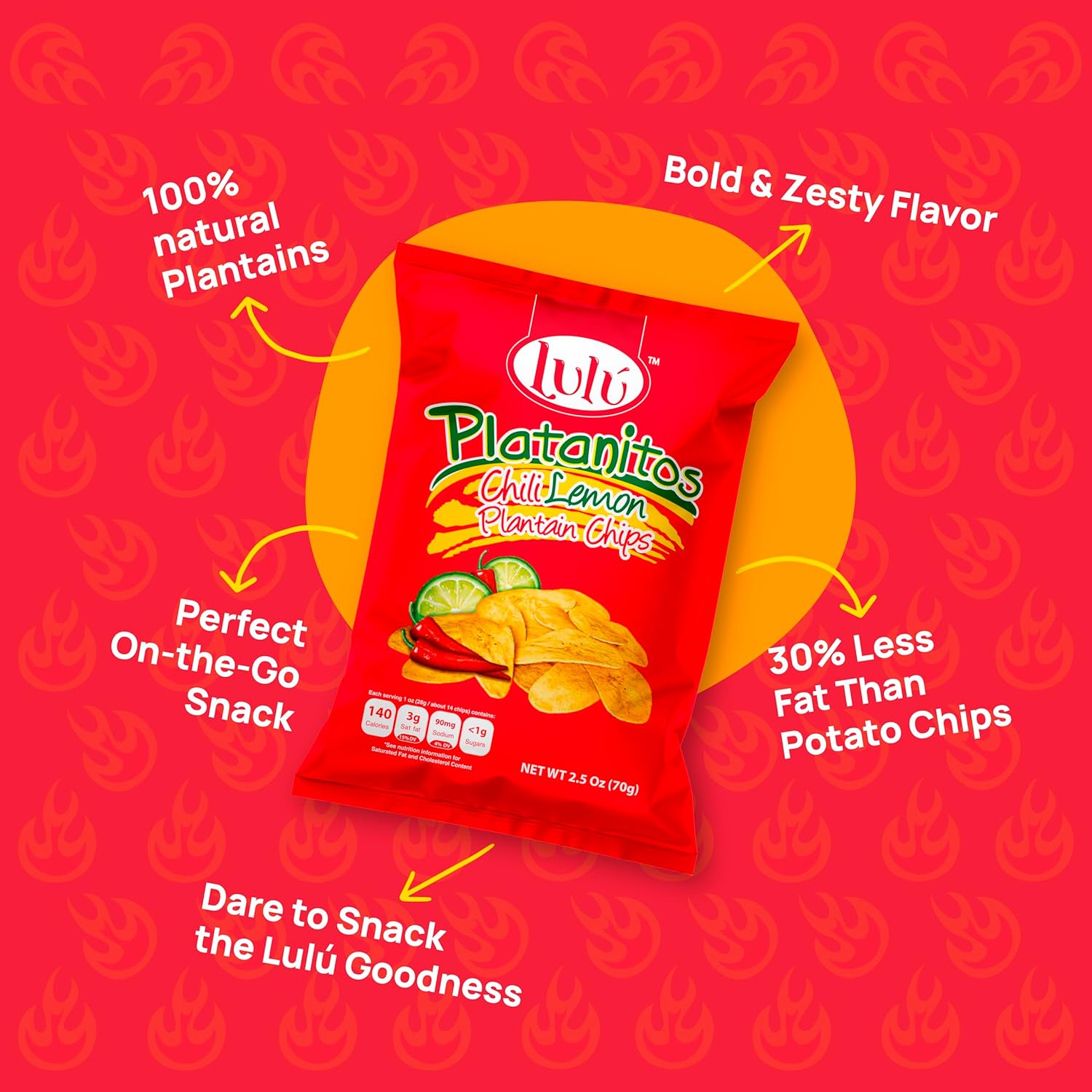 Lulu Plantain Chip Chili Lemon Healthy Snack Plantains Chips Whole 30 Snacks 2.5 OZ Gluten Free Chips All Natural NON-GMO Kosher3