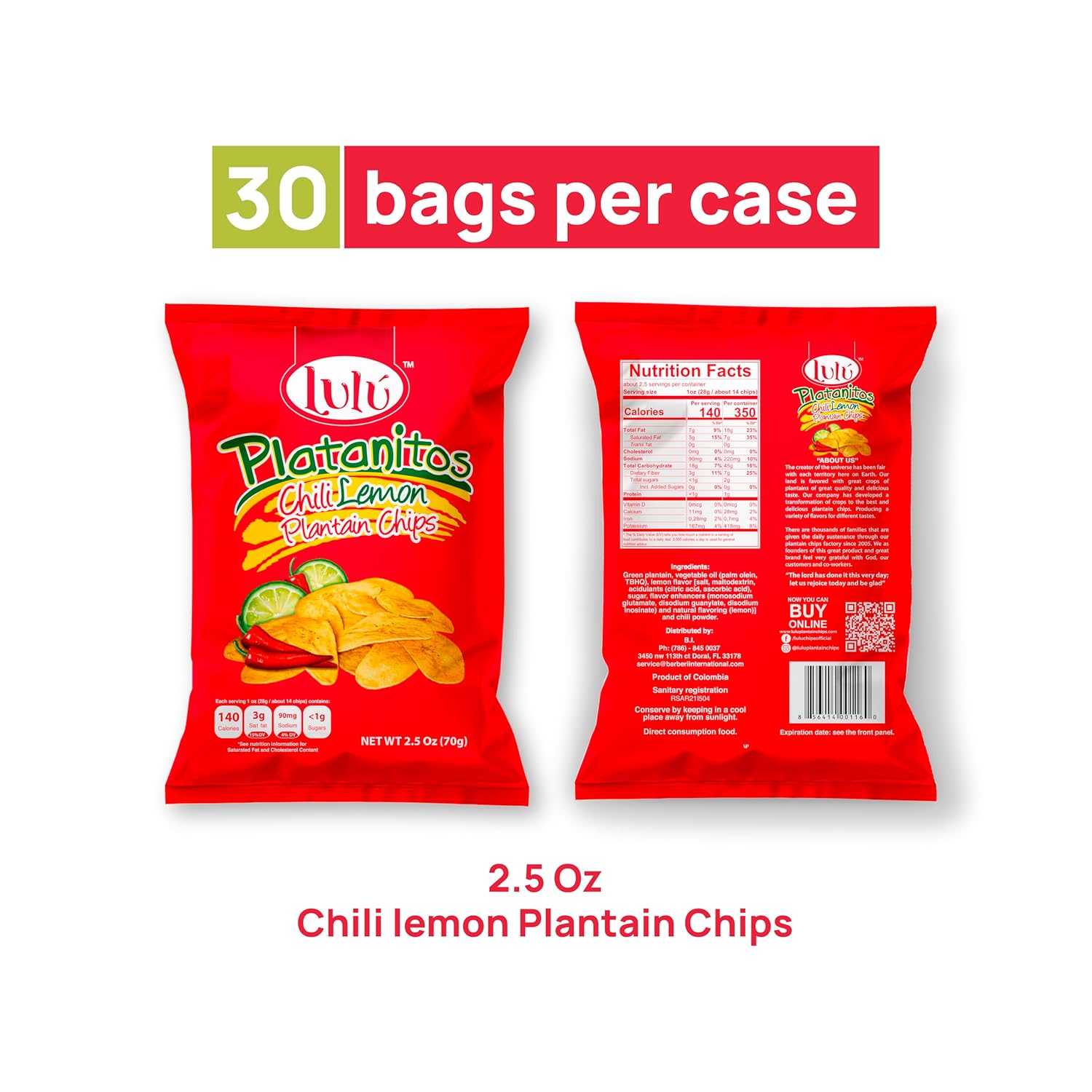 Lulu Plantain Chip Chili Lemon Healthy Snack Plantains Chips Whole 30 Snacks 2.5 OZ Gluten Free Chips All Natural NON-GMO Kosher6