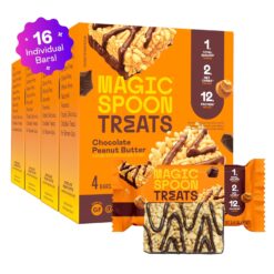 MAGIC SPOON Treats - High Protein, Low Carb, Keto Friendly, Low Sugar, Gluten Free, Crispy Protein Bar Cereal Bar, On-The-Go Healthy Snack (Chocolate PB, 16 Bars)
